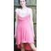 Pink Cotton collage Lace Dress with band around neck 